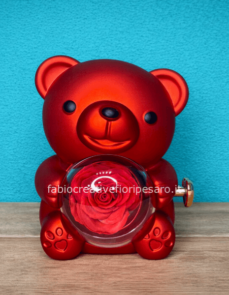 🐻🌹 Orsetto Decorativo con Rosa Stabilizzata